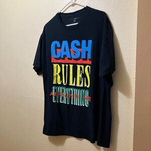 Fashion Nova Men Black 'Cash Rules Everything Around Me' Graphic T-Shirt Size XL